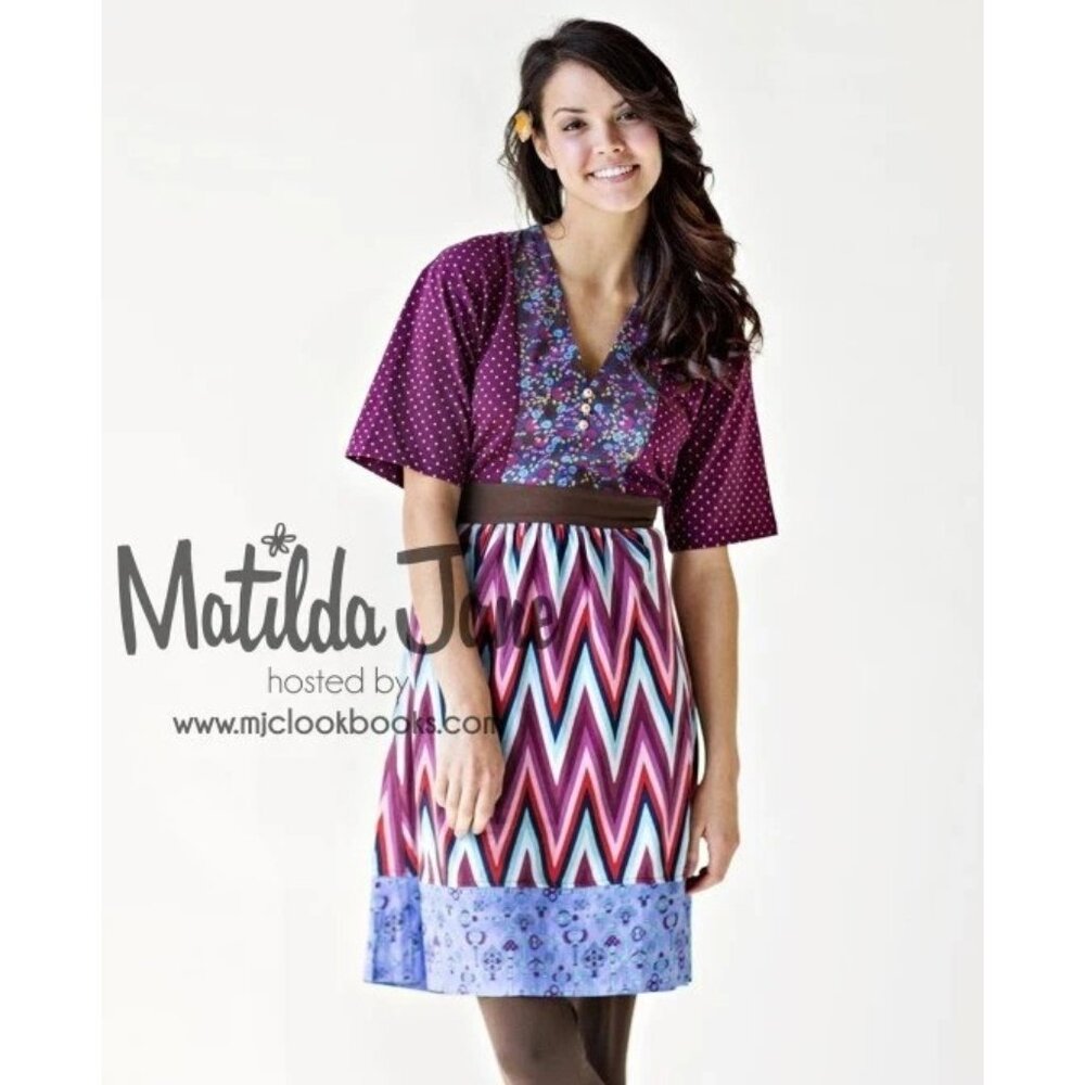 MATILDA JANE Paint By Numbers Collage Kimono Dress Size S Tie Boho Artsy